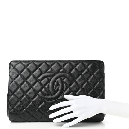 Chanel Caviar Quilted CC Clutch Black 2 of 9