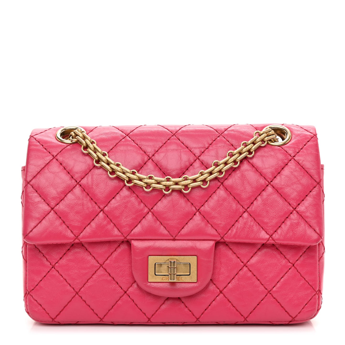 Aged Calfskin Quilted 2.55 Reissue Mini Flap Pink