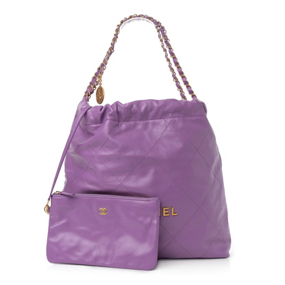Chanel Shiny Calfskin Quilted Chanel 22 Purple 3 of 12