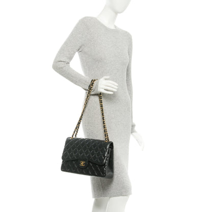 Chanel Lambskin Quilted Jumbo Double Flap Black 2 of 9