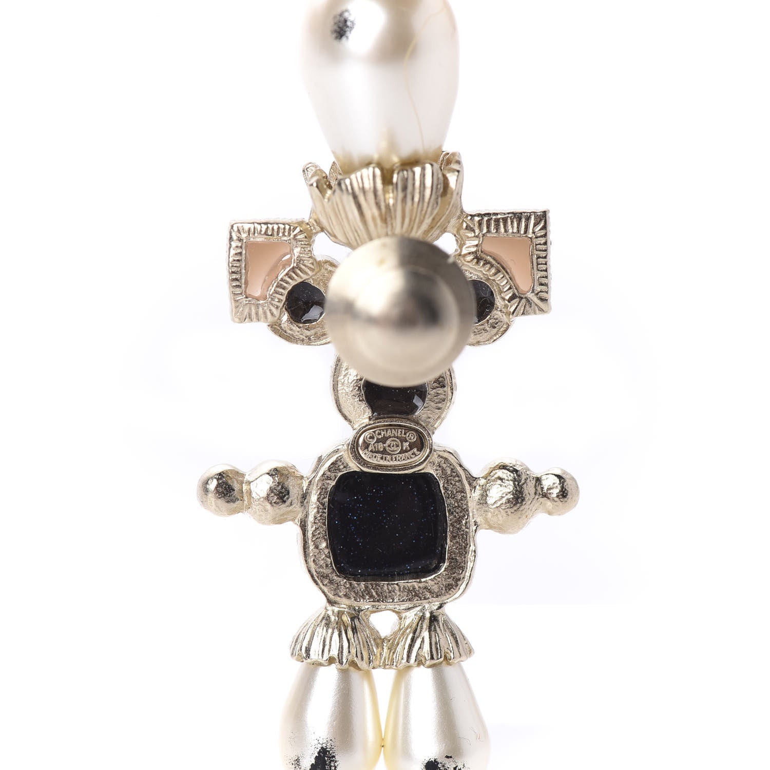 Chanel Gripoix Pearl CC Brooch Black Gold 4 of 5