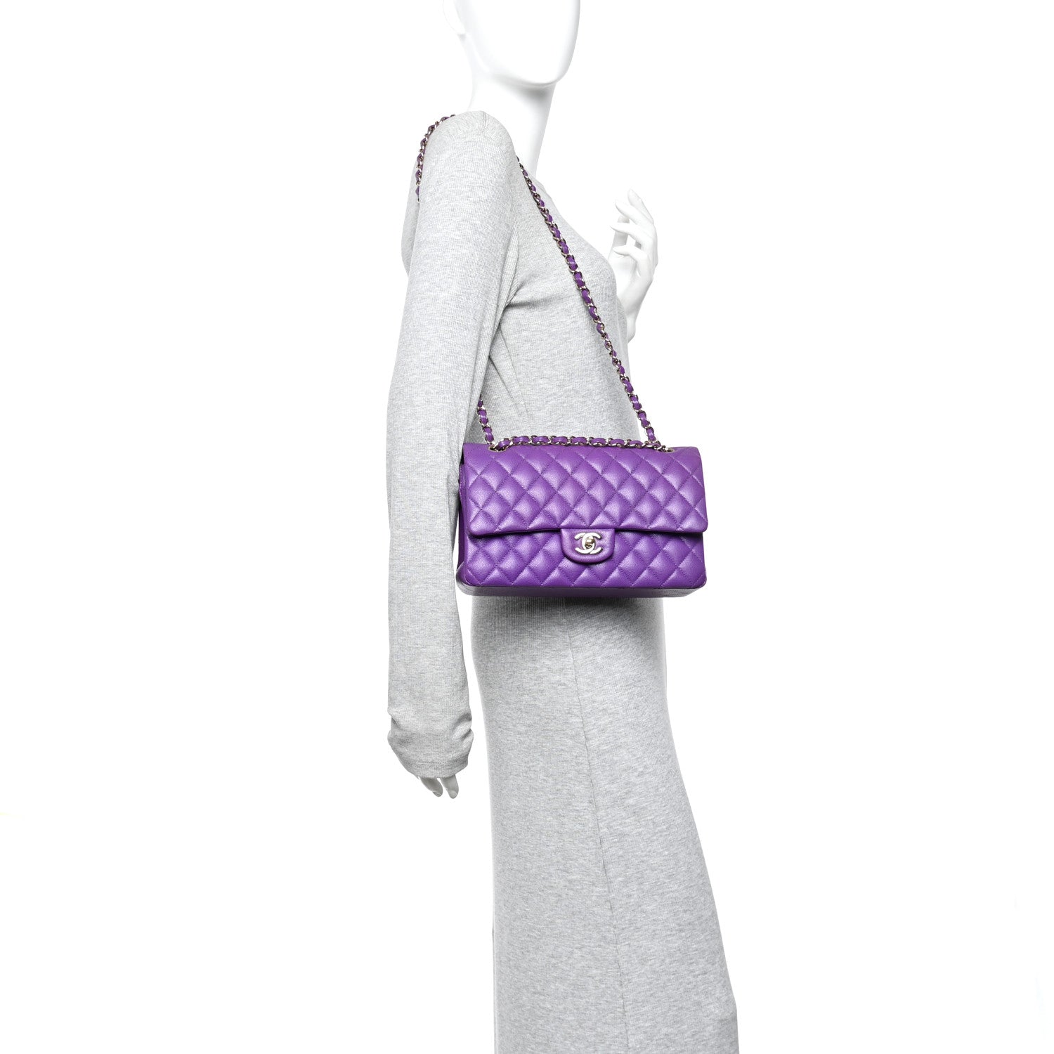 Chanel Caviar Quilted Medium Double Flap Purple 2 of 10