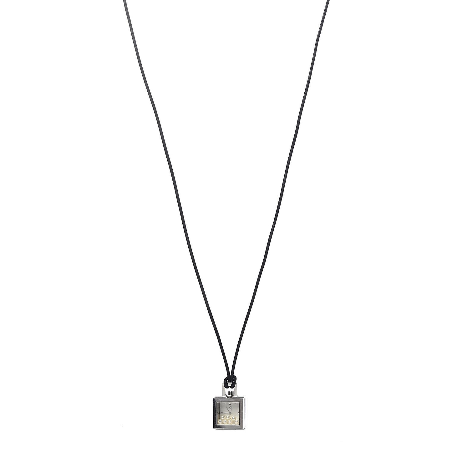 Stainless Steel Floating Pearl Watch Pendant Necklace