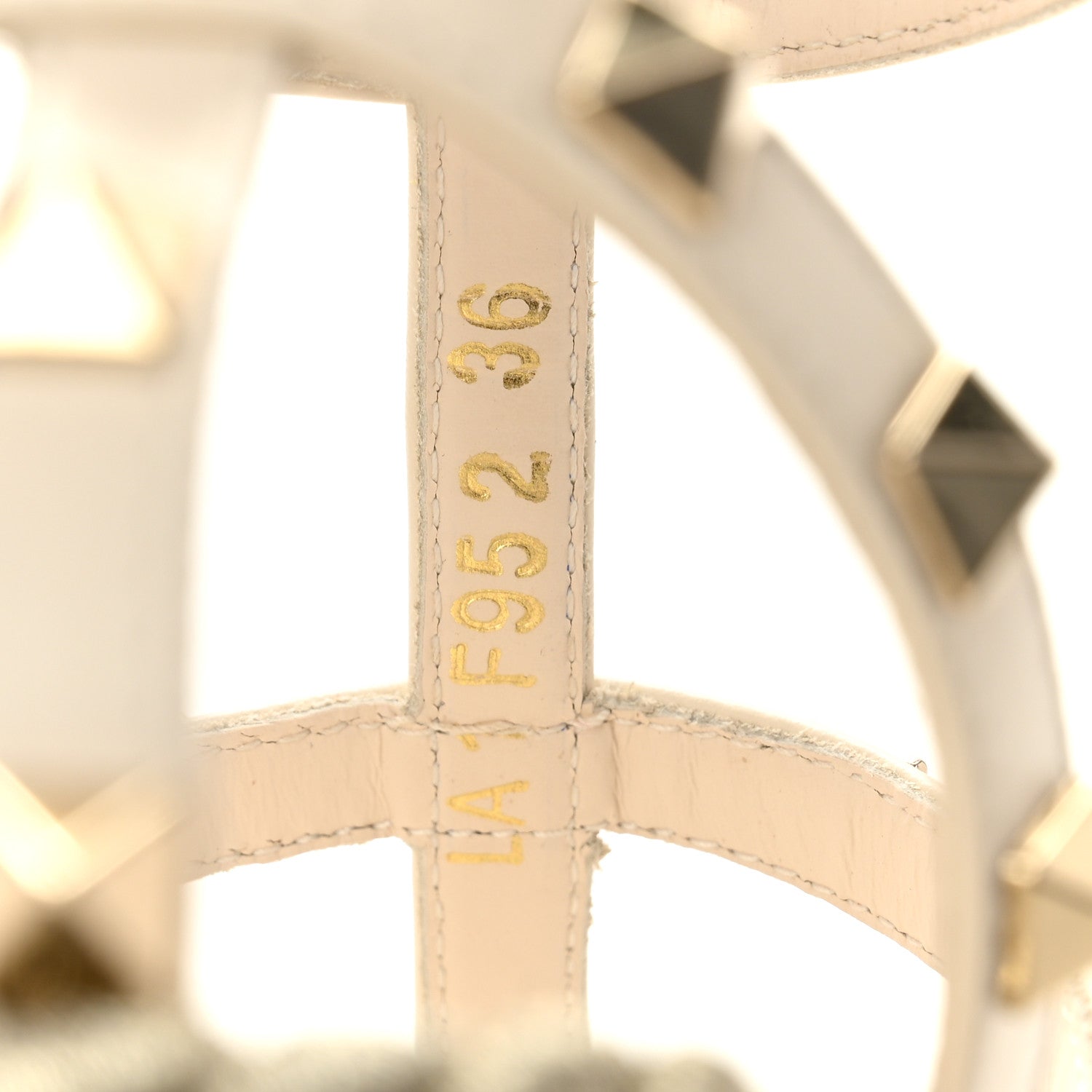 Valentino Garavani Calfskin Rockstud Ankle Strap Torchon Espadrille Caged 25/95mm Wedge Sandals 36 Light Ivory 9 of 12
