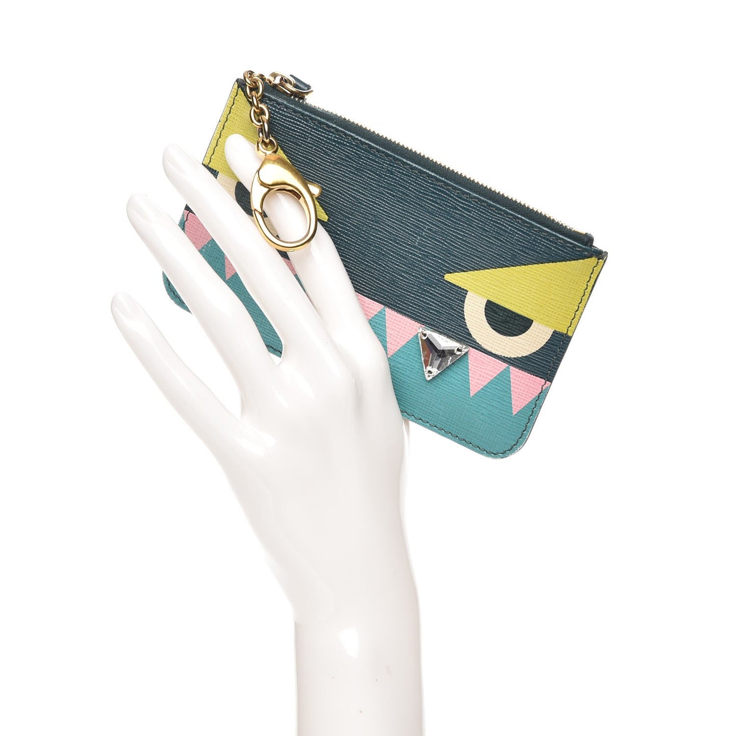 Vitello Crystal Tooth Monster Coin Pouch Key Case Oceano Multicolor