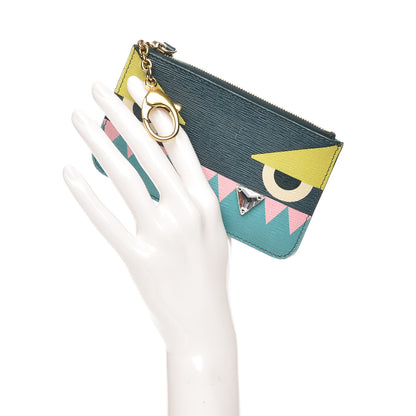 Fendi Vitello Crystal Tooth Monster Coin Pouch Key Case Oceano Multicolor 2 of 8