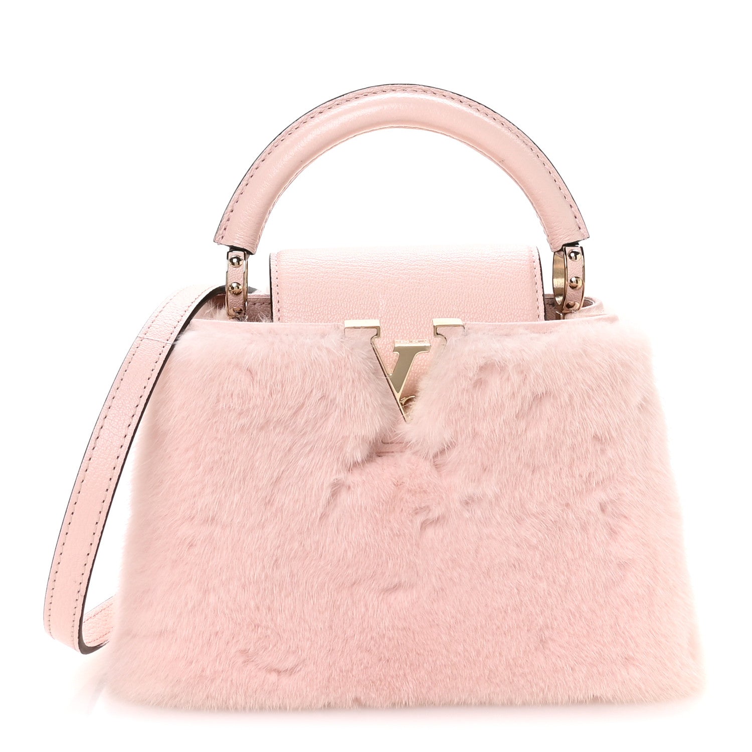 Louis Vuitton Mink Calfskin Goatskin Capucines Mini Rosewater Pink 1 of 12
