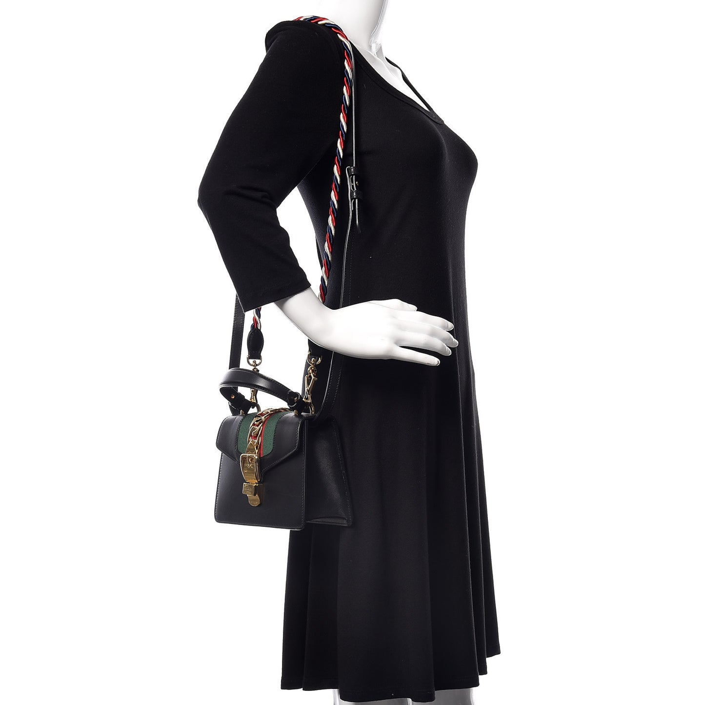 Calfskin Mini Sylvie Top Handle Bag Black