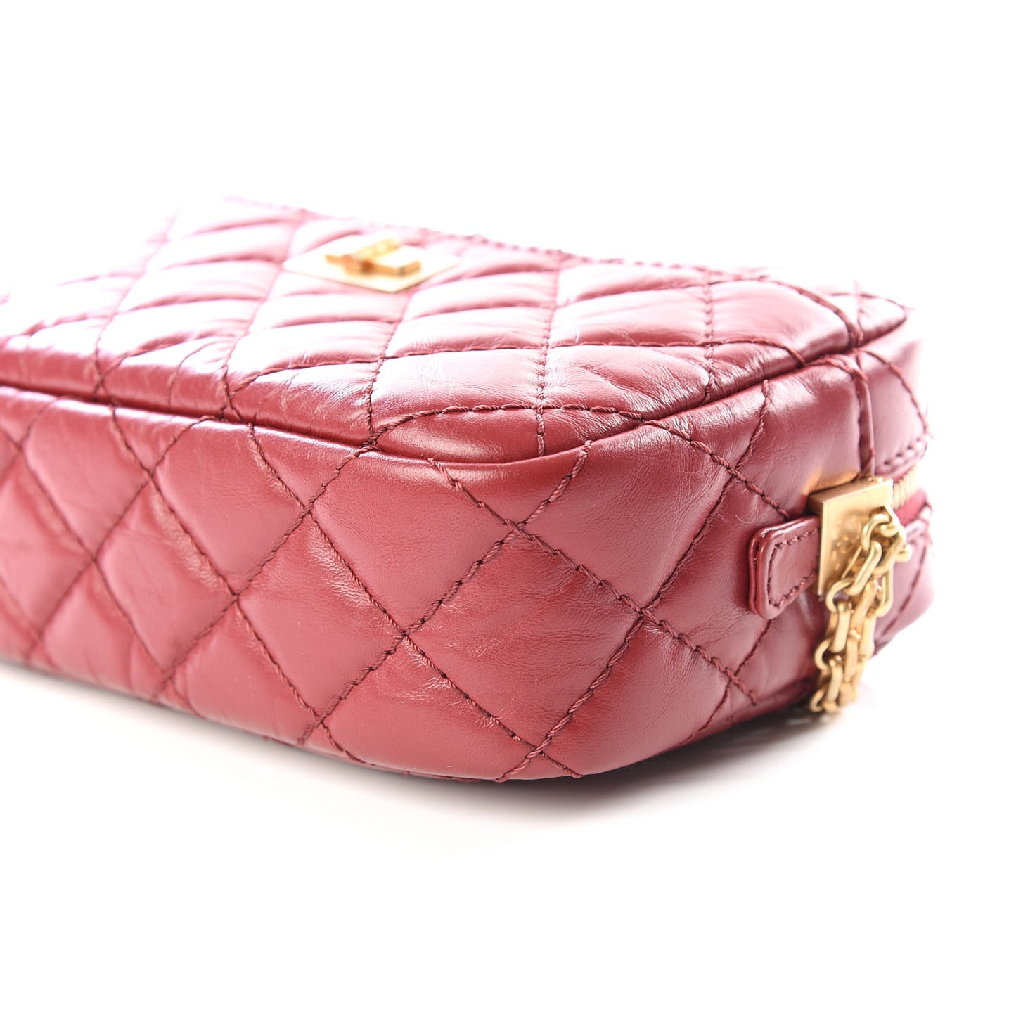 Aged Calfskin Quilted Mini Reissue Camera Case Red