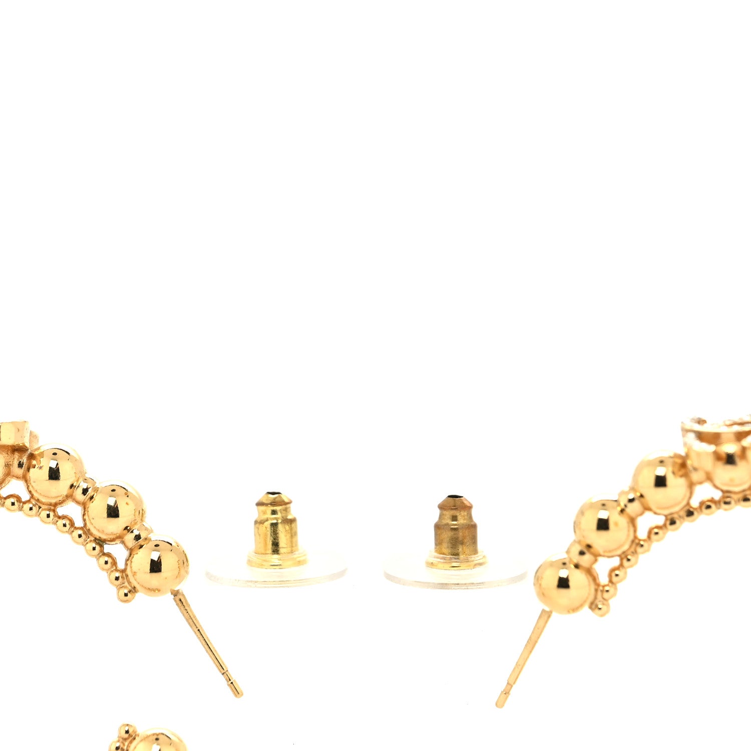 Chanel Crystal Bead CC Hoop Earrings Gold 3 of 4