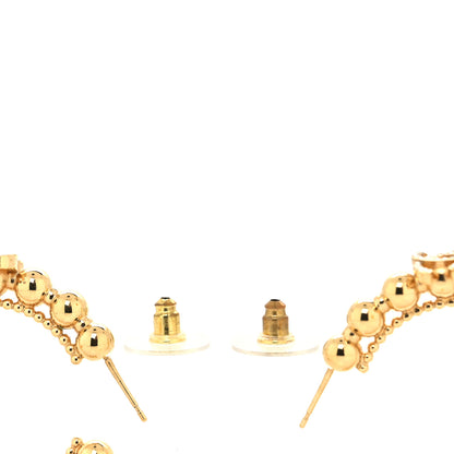 Chanel Crystal Bead CC Hoop Earrings Gold 3 of 4