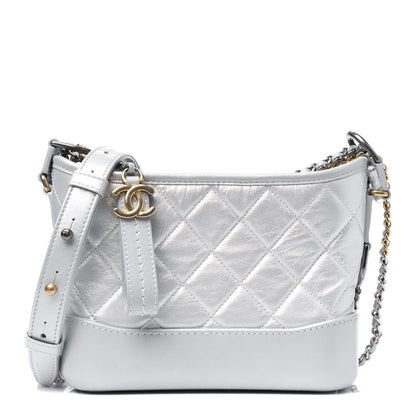 Chanel Metallic Aged Calfskin Quilted Small Gabrielle Hobo Light Silver 1 of 11
