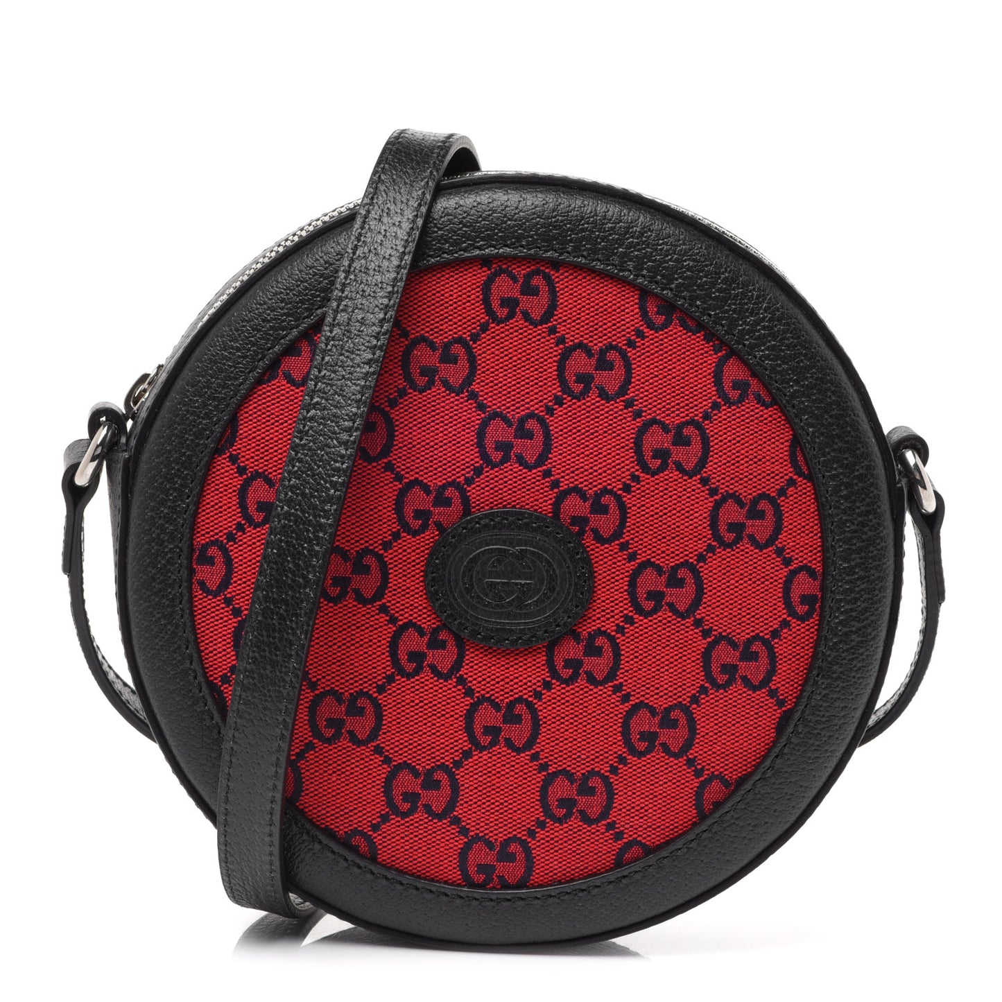 Monogram Multicolor Textured Calfskin Retro Interlocking G Round Shoulder Bag Red Blue