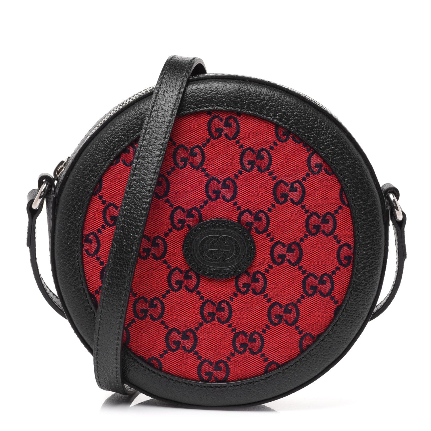 Gucci Monogram Multicolor Textured Calfskin Retro Interlocking G Round Shoulder Bag Red Blue 1 of 13