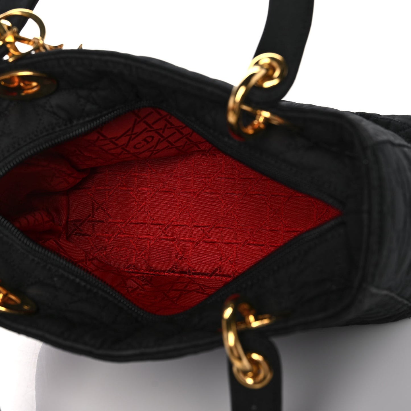 Nylon Cannage Medium Lady Dior Black