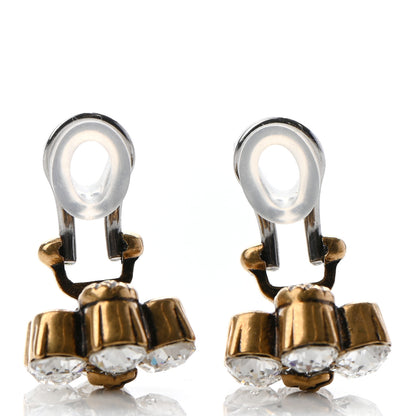 Gucci Metal Crystal Double G Clip On Earrings Aged Gold 4 of 5