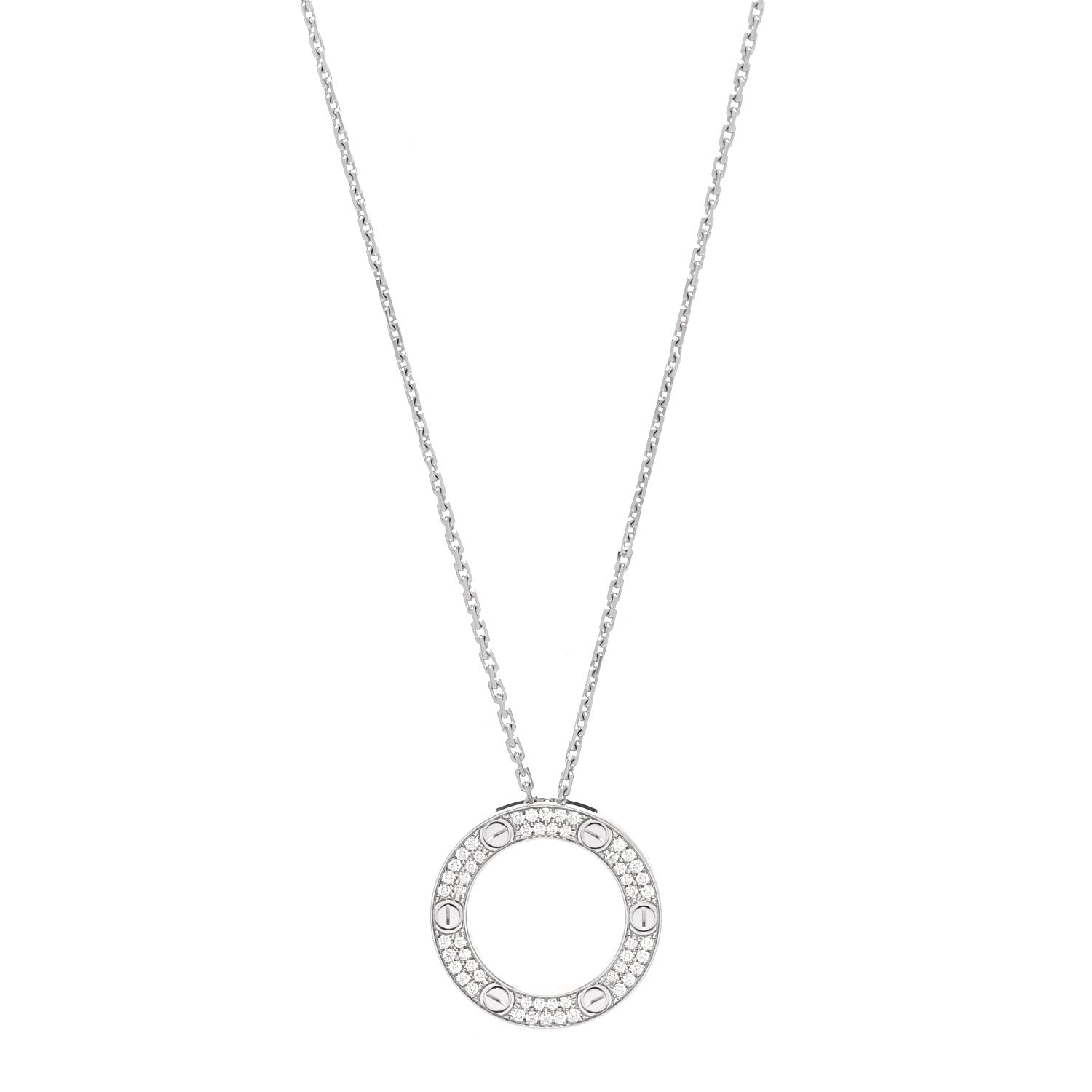 Cartier 18K White Gold Diamond LOVE Paved Necklace 1 of 7