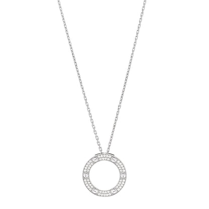 Cartier 18K White Gold Diamond LOVE Paved Necklace 1 of 7