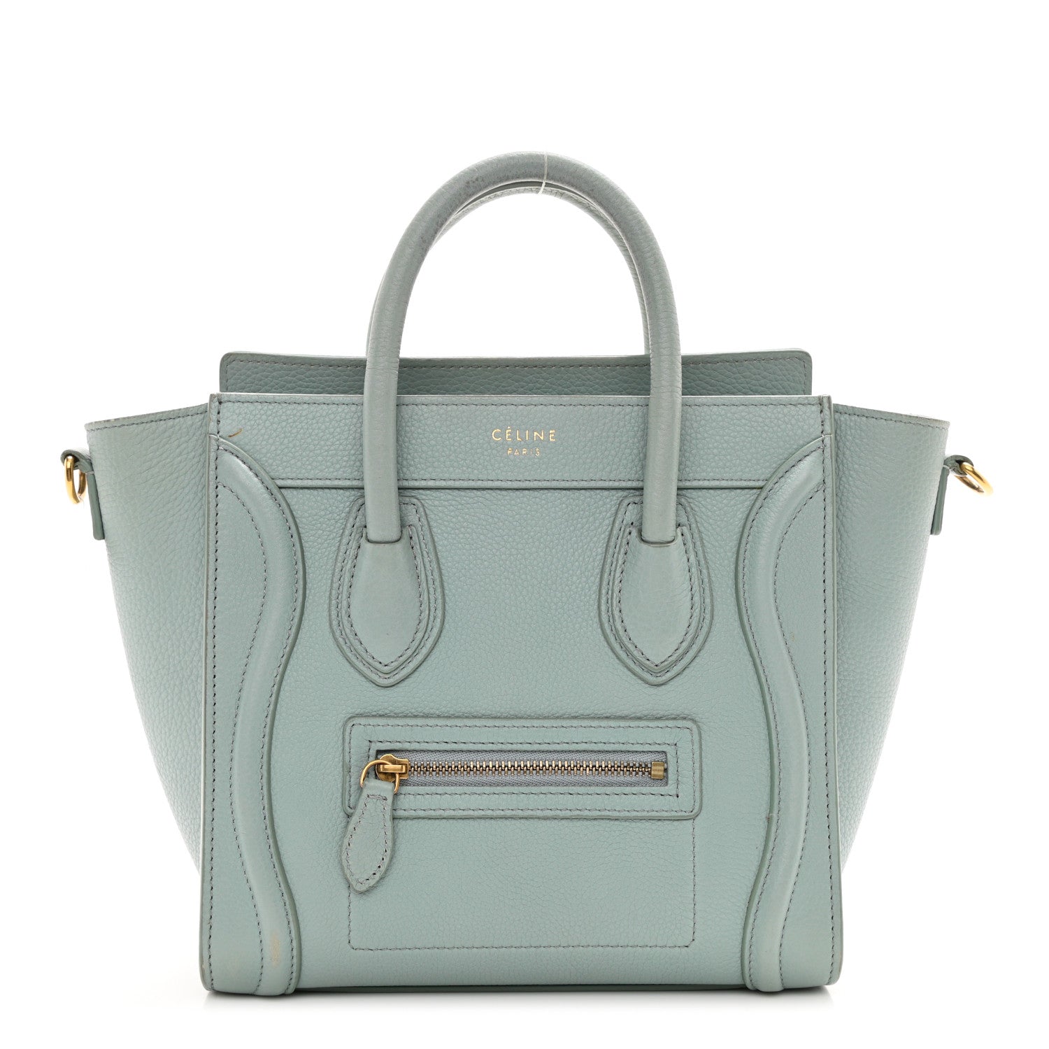 Celine Drummed Calfskin Nano Luggage Almond 1 of 14