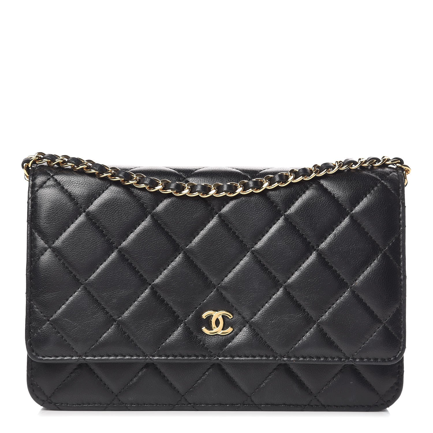 Chanel Lambskin Quilted Wallet On Chain WOC Black 1 of 12