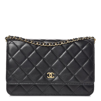 Chanel Lambskin Quilted Wallet On Chain WOC Black 1 of 12