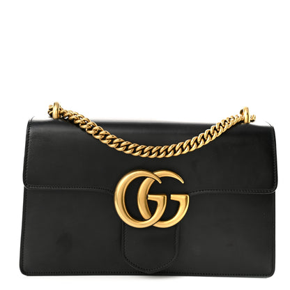 Gucci Knight Calfskin Medium GG Marmont Chain Handle Bag Black 1 of 9