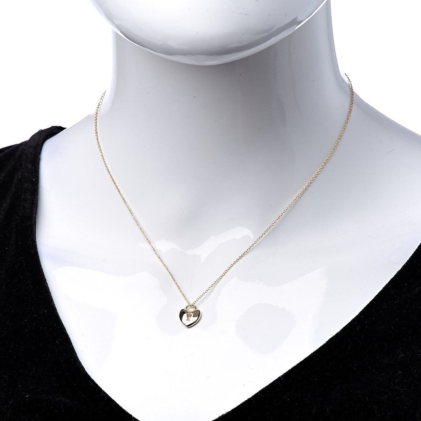 18K Yellow Gold Mini Heart Lock Pendant Necklace