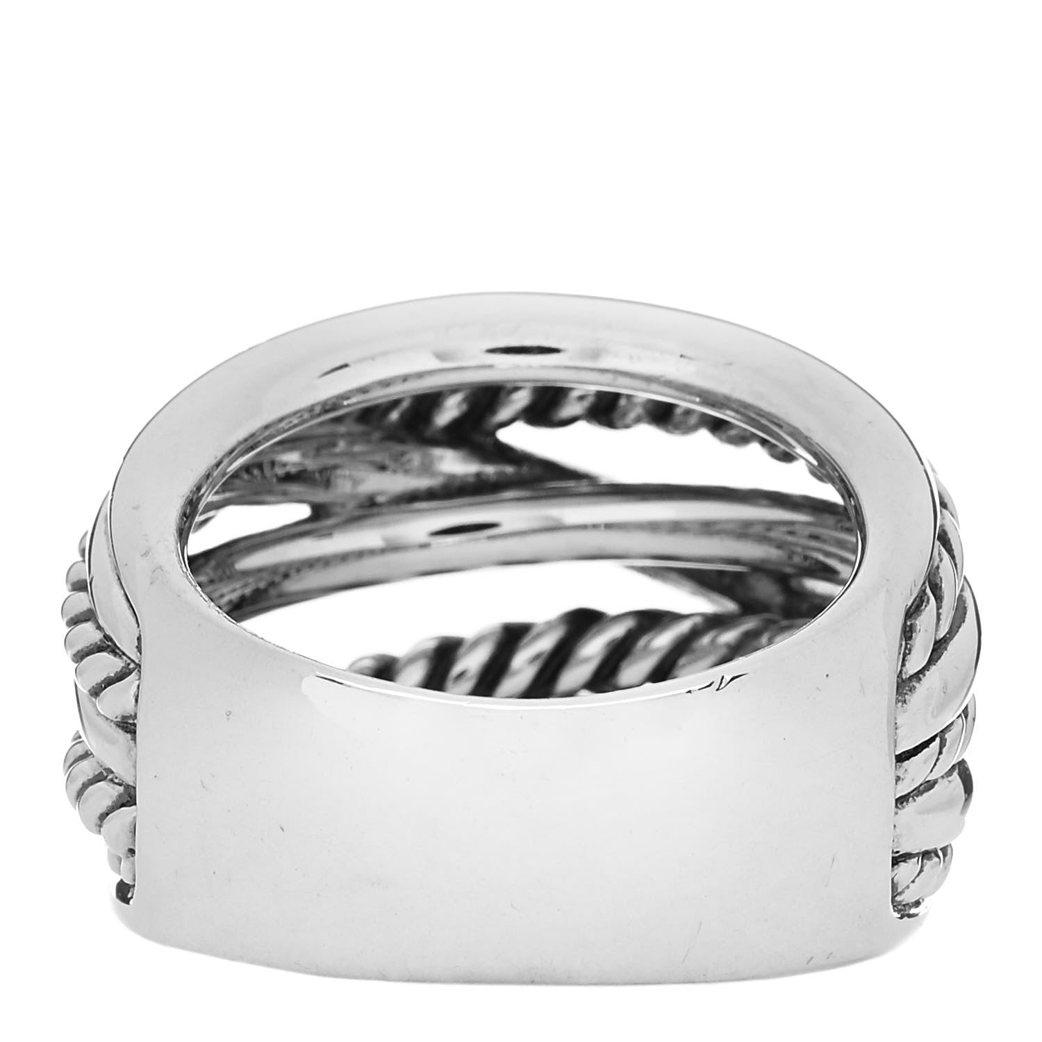 David Yurman Sterling Silver 18mm Wide Crossover Cable Ring 57 8 3 of 4