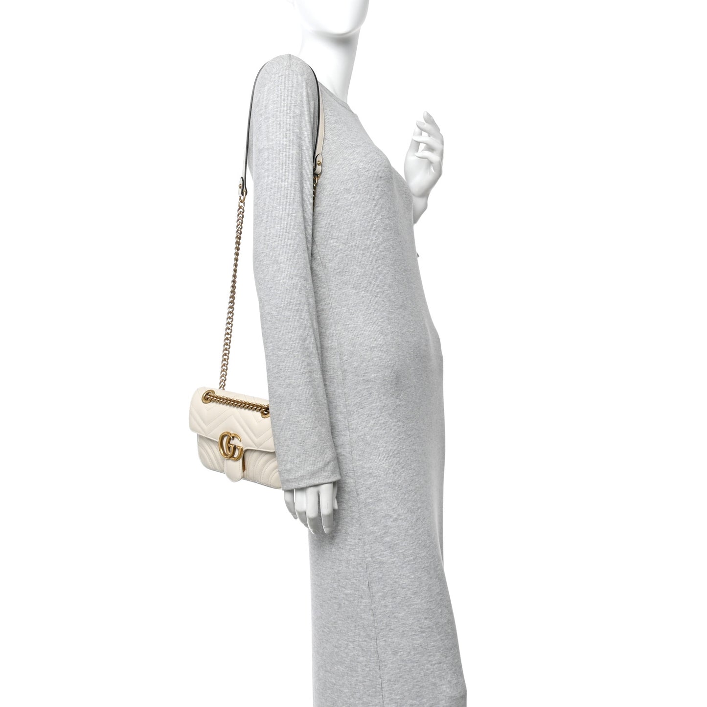 Calfskin Matelasse Mini GG Marmont Shoulder Bag White