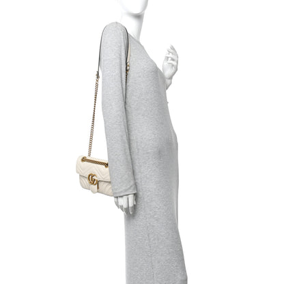 Gucci Calfskin Matelasse Mini GG Marmont Shoulder Bag White 2 of 11
