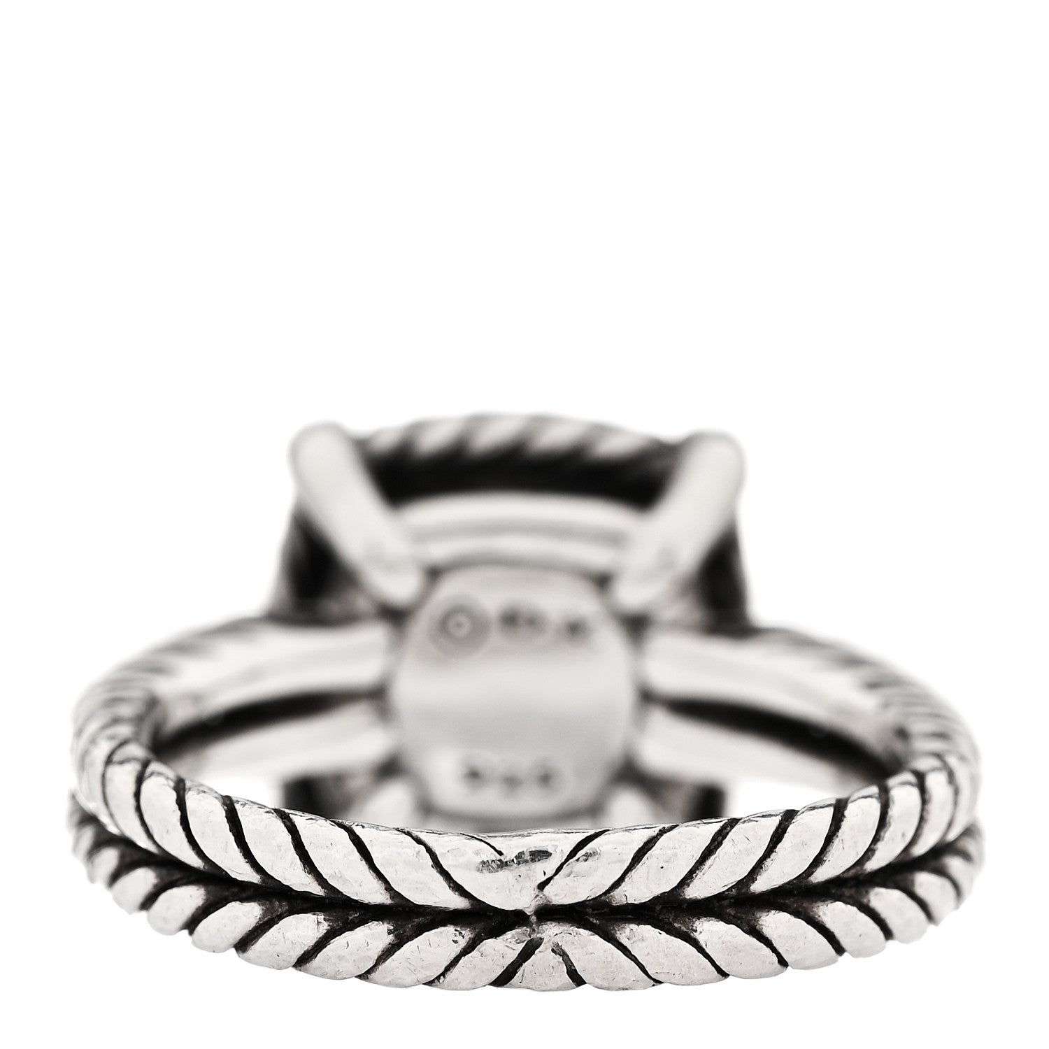 David Yurman Sterling Silver Diamond Hampton Blue Topaz 9mm Chatelaine Pave Bezel Ring 48 4.5 4 of 5