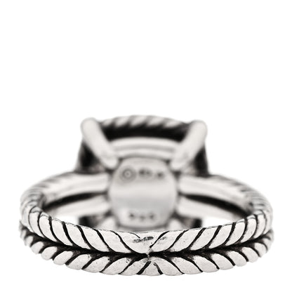 David Yurman Sterling Silver Diamond Hampton Blue Topaz 9mm Chatelaine Pave Bezel Ring 48 4.5 4 of 5