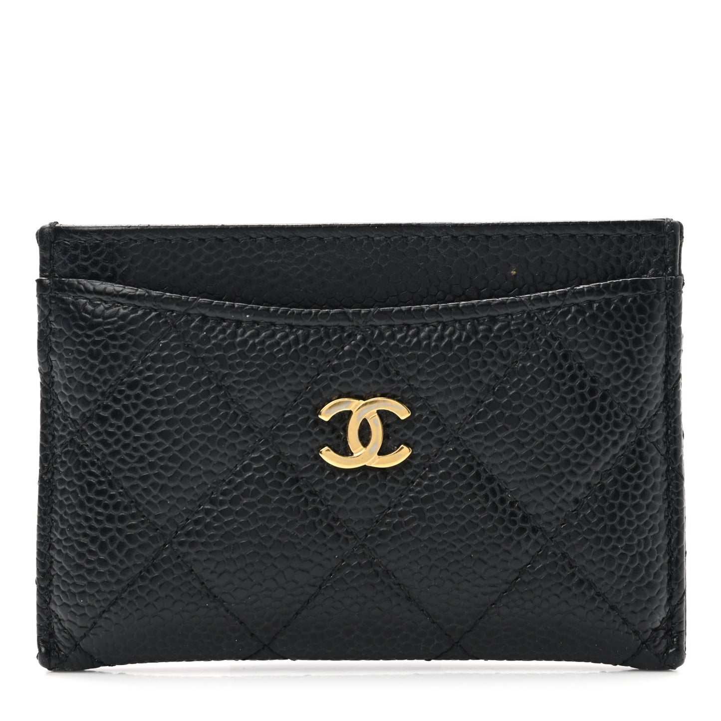 Caviar Quilted Card Holder Black
