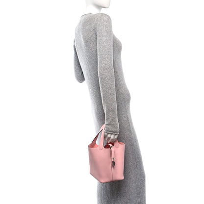 Hermes Taurillon Clemence Picotin Lock 18 PM Rose Sakura 2 of 12