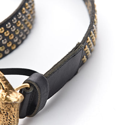 Gucci Calfskin Studded Feline Belt 105 42 Black 7 of 7