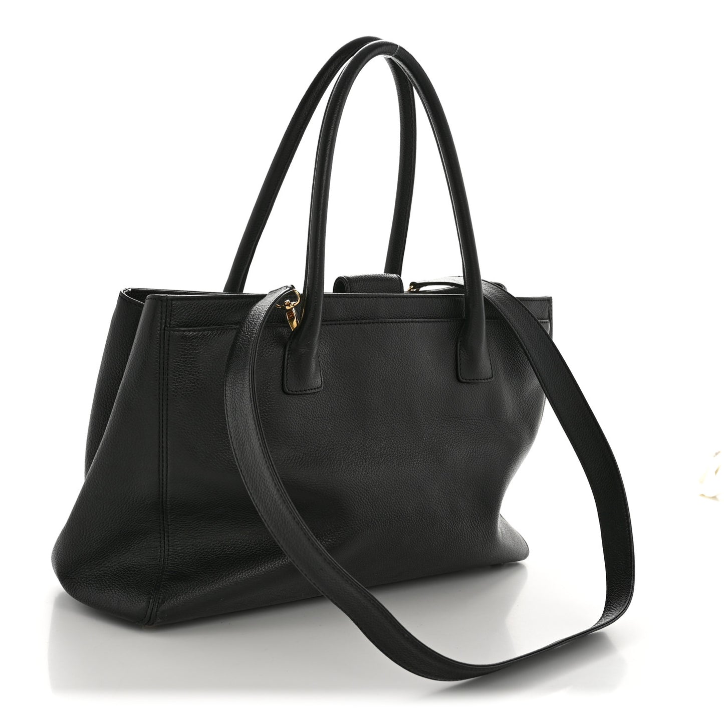 Calfskin Cerf Executive Shopper Tote Black