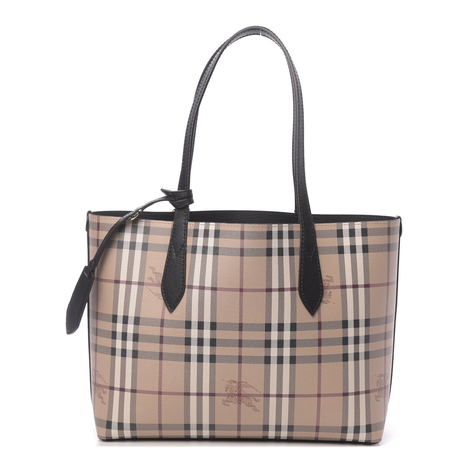 Burberry Grainy Calfskin Haymarket Check Medium Reversible Tote Black 1 of 15