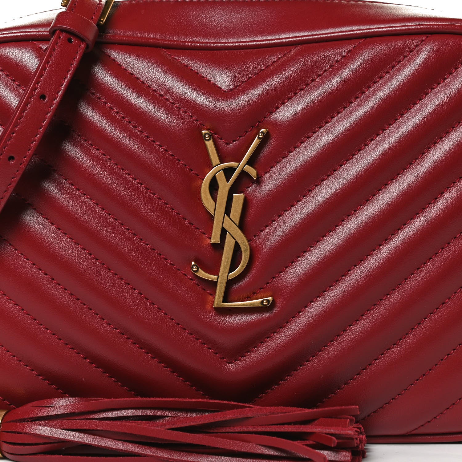 Saint Laurent Calfskin Matelasse Monogram Lou Camera Bag Red 8 of 12