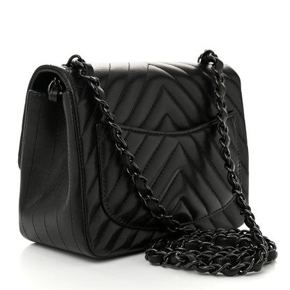 Chanel Lambskin Chevron Quilted Mini Square Flap So Black 3 of 11