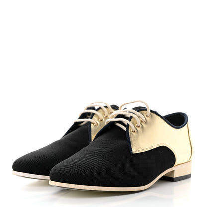 Chanel Metallic Lambskin CC Lace Up Oxfords 35 Dark Gold 3 of 10