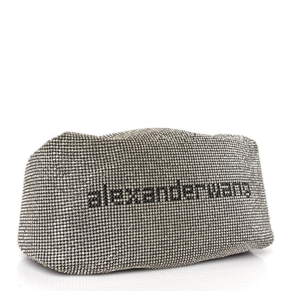 Alexander Wang Mesh Crystal Rhinestone Mini Scrunchie Clutch Black Silver 4 of 8