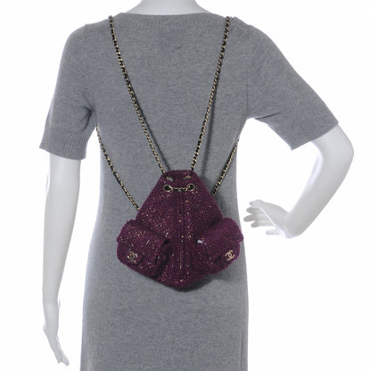 Chanel Tweed Mini Backpack Aubergine 12A 2 of 19