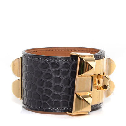 Hermes Matte Alligator Collier De Chien CDC Bracelet S Graphite 3 of 7