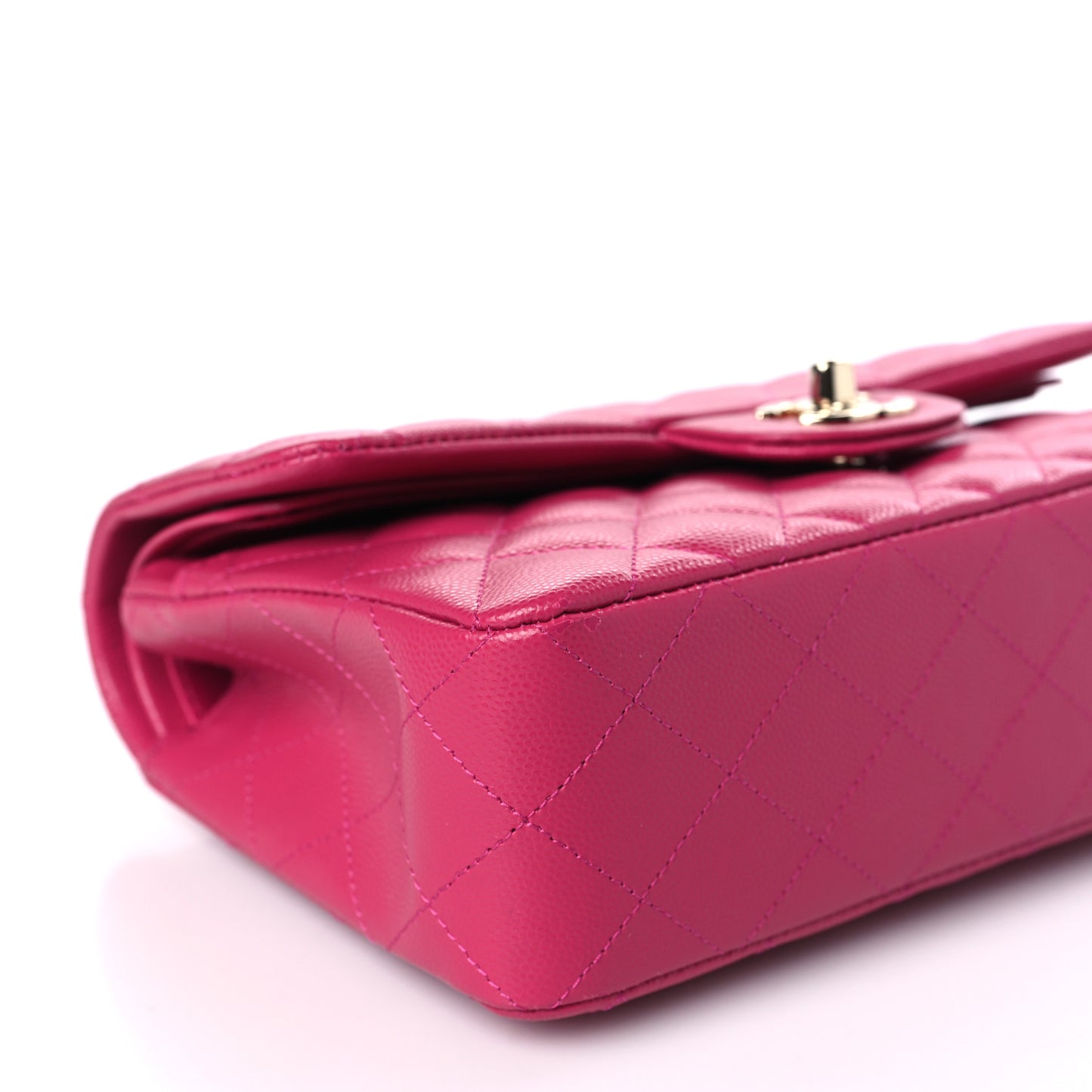 Caviar Quilted Small Double Flap Fuchsia