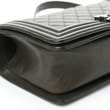 Chanel Metallic Calfskin Quilted Medium Boy Flap Khaki 7 of 10