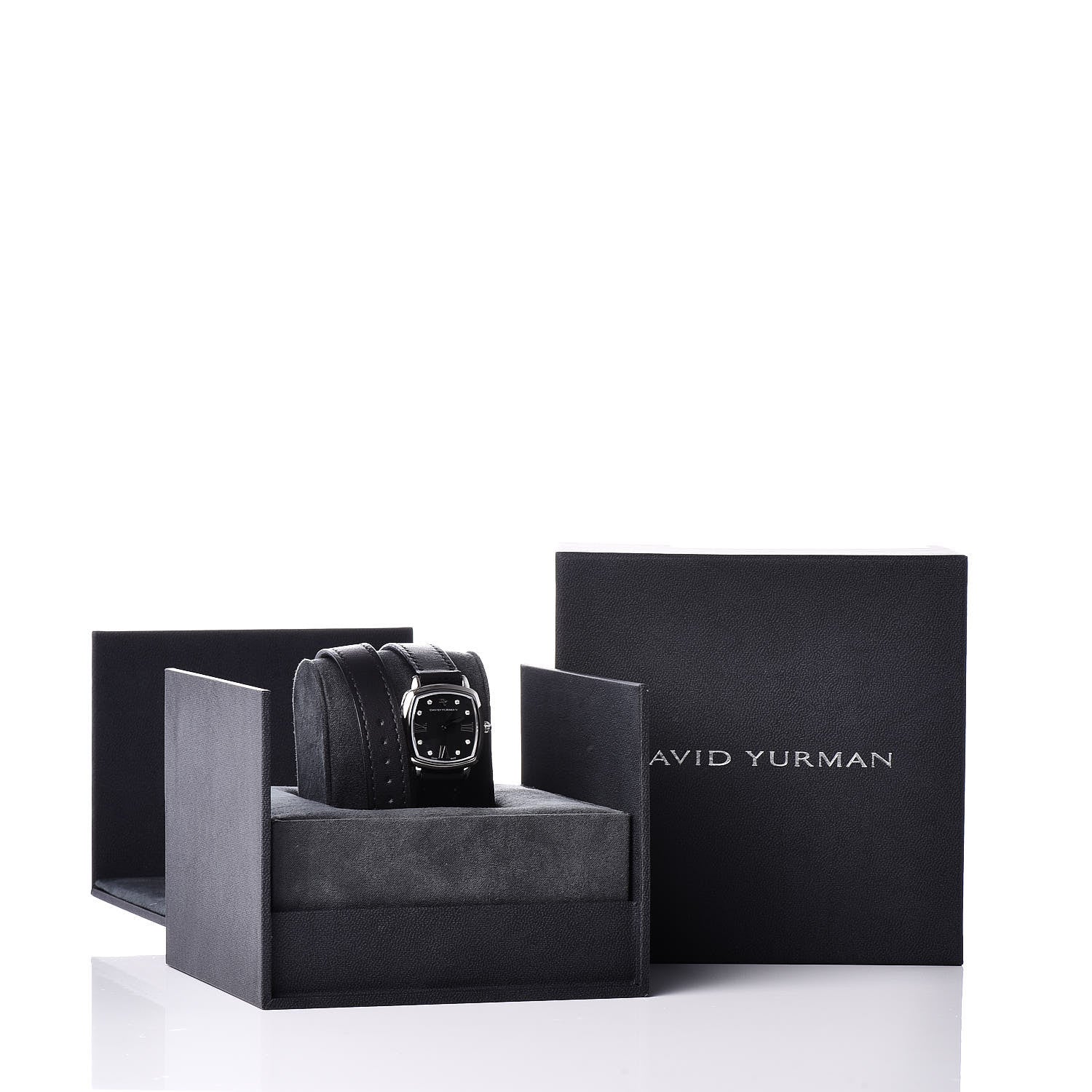 David Yurman Stainless Steel Calfskin Diamond 27mm Albion Wrap Quartz Watch Black 8 of 8