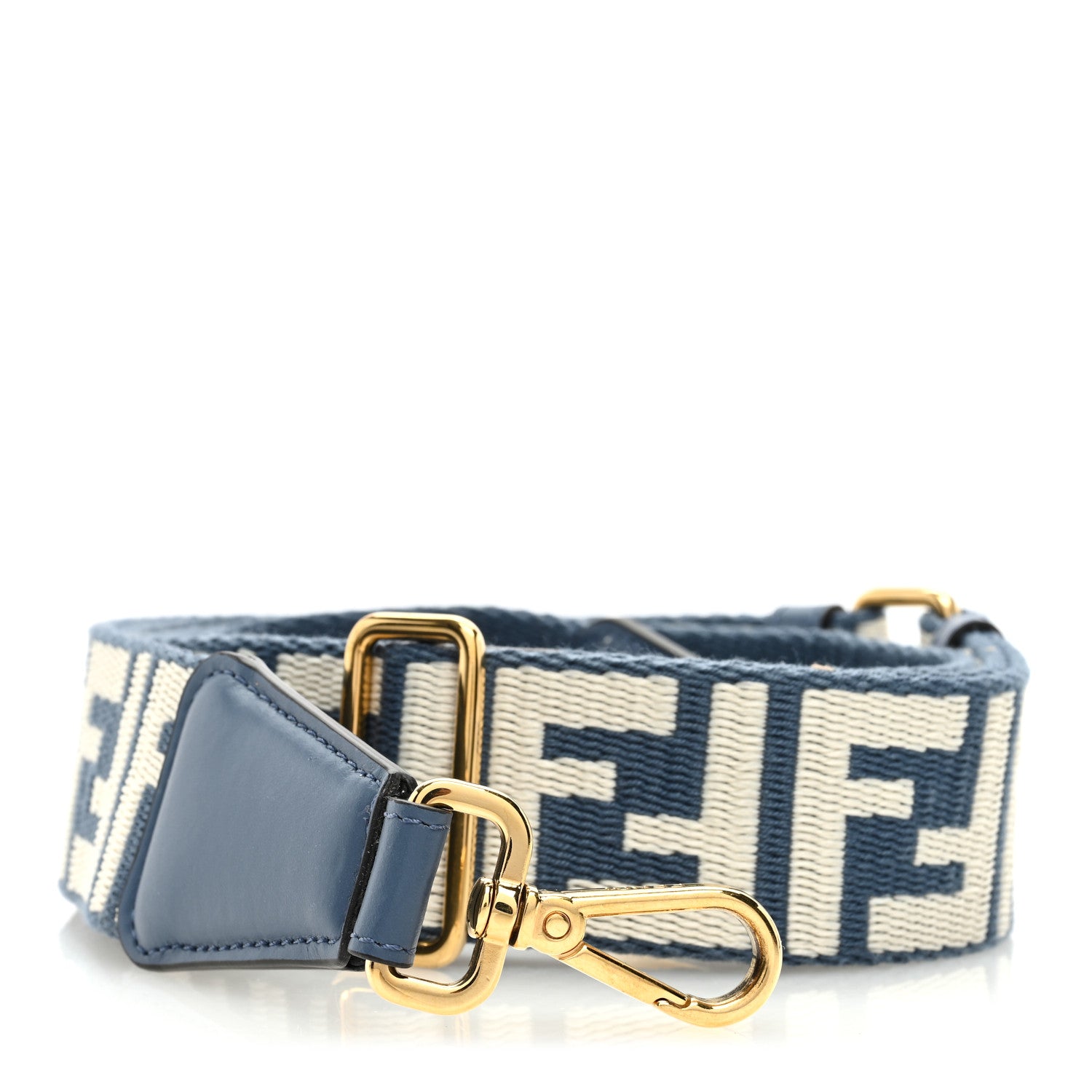 Fendi Jacquard Ribbon Vitello King FF Bi-Color Intreccio Adjustable Strap You Avio Latte 1 of 5