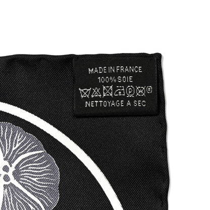Hermes Silk Planifleurs Scarf 90 Black Gris Parchemin 3 of 5