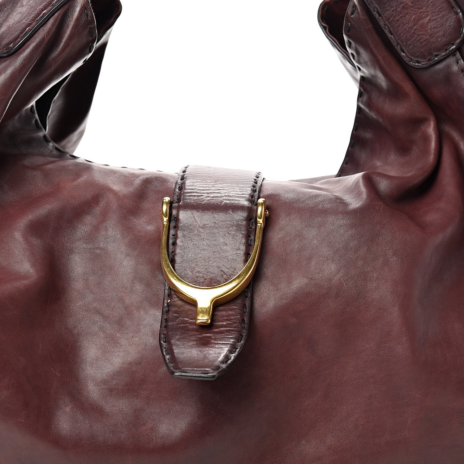 Gucci Calfskin Large Soft Stirrup Shoulder Bag Burgundy 7 of 17
