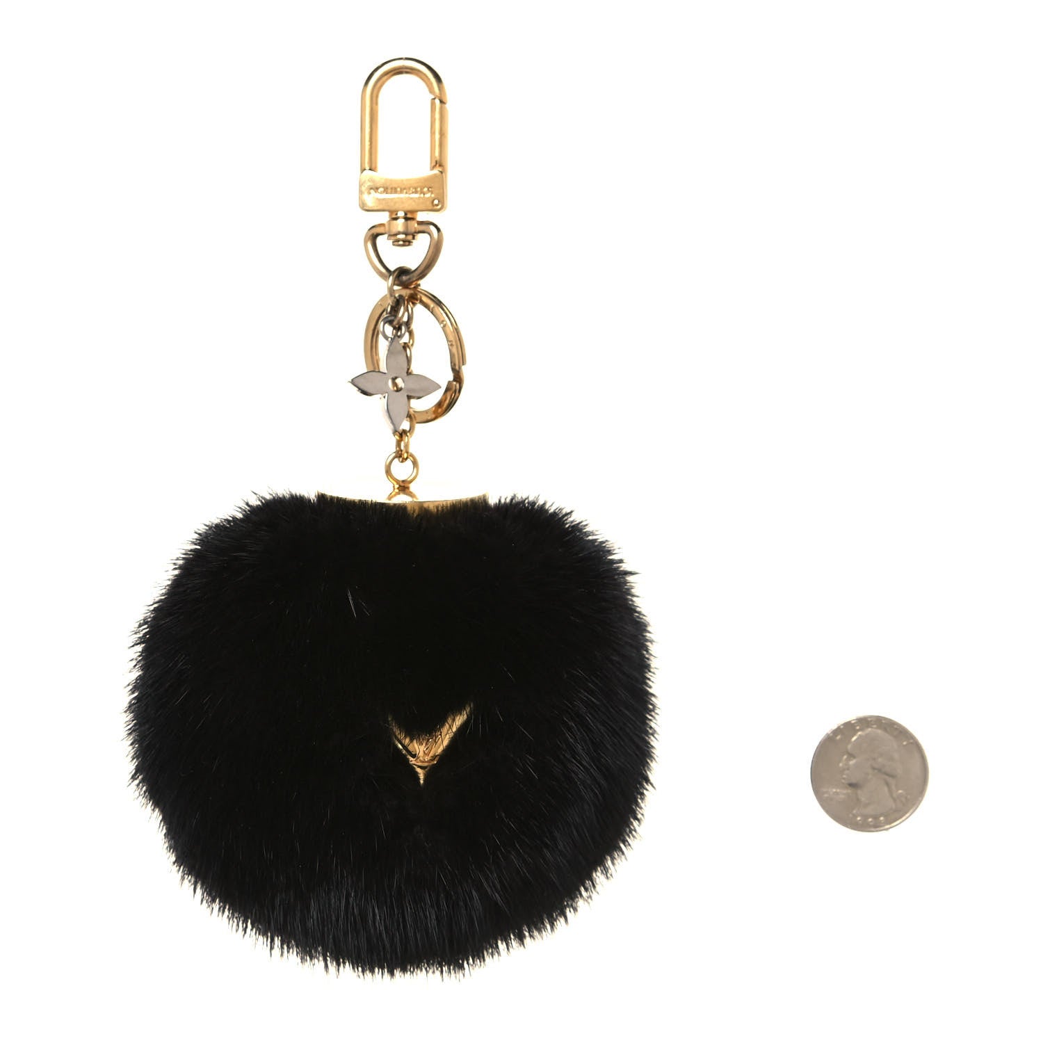 Louis Vuitton Mink Fur Bubble V Bag Charm Key Holder Black 2 of 5